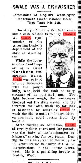 Thomas Swale, dishwasher story